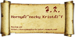 Hornyánszky Kristóf névjegykártya